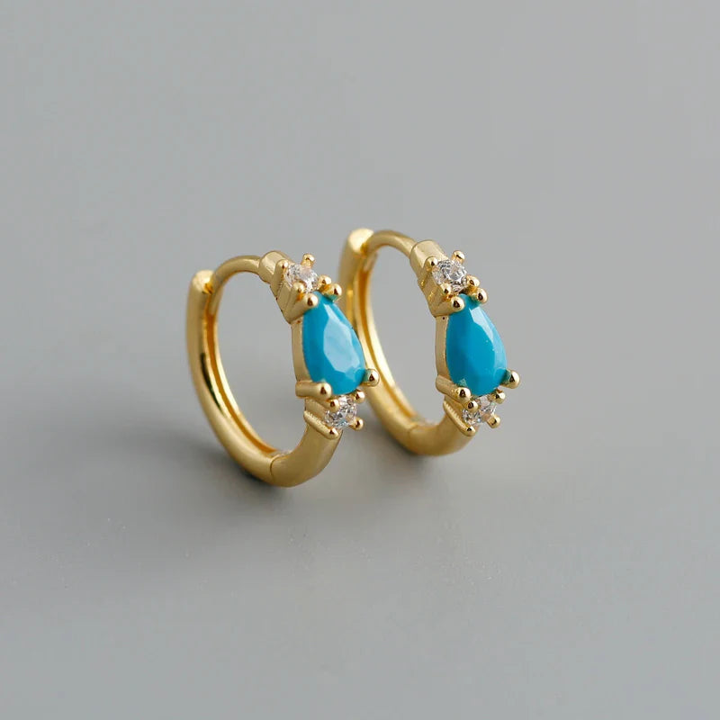 WANTME New Arrival Fashion Korean Blue Zircon Spike Geometric Stud Earrings for Women Real 925 Sterling Silver Gothic Jewelry