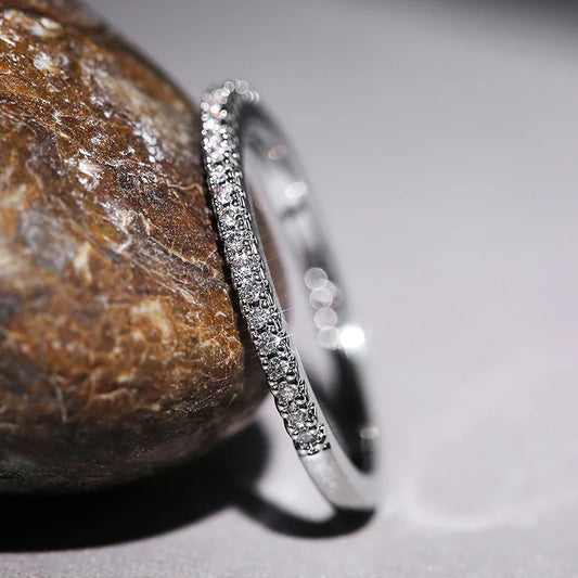 2020 Minimalist Thin Rings for Women Wedding Brilliant Cubic Zircon