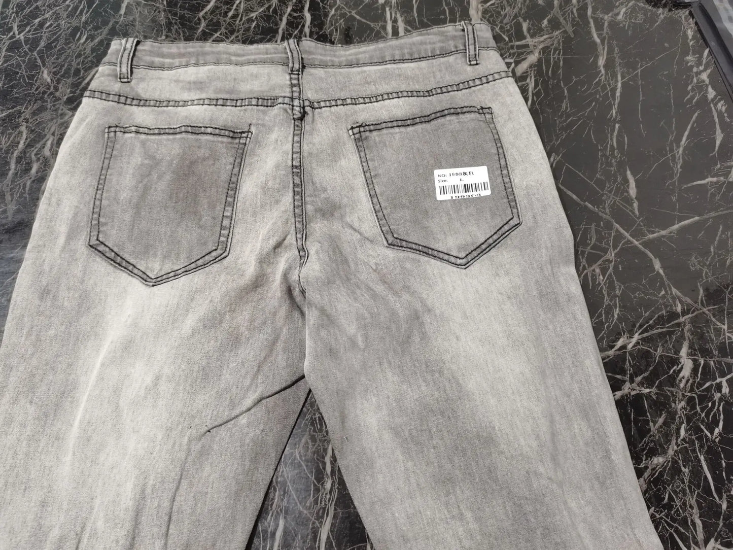 Men's Skinny Ripped Jeans Fashion Grid Beggar Patches Slim Fit Stretch Casual