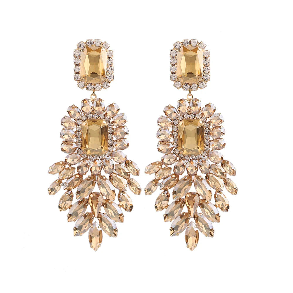 New Crystal Dangle Earrings For Women Rhinestone Earrings Weddings Ladies Party Fashion Jewelry Accessories Wholesale Gifts
