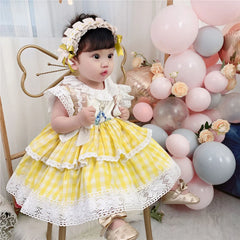 Baby Girls Boutique Dress Turkey Vintage Spanish Dress Lolita Princess Ball Gown Birthday Party Infant Girls Lace Tutu Dress