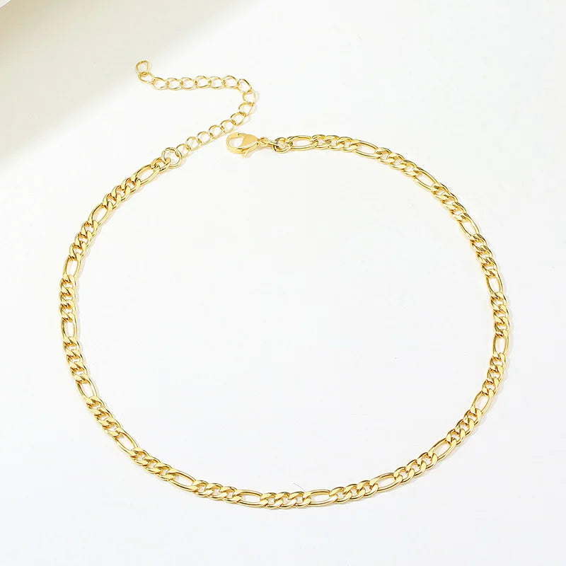 Chain Necklace Stainless Steel Link Gold Color Choker Necklace Layered Women