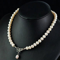 Women's S925 Sterling Silver Natural Pearl Necklace Classic Party Jewelry