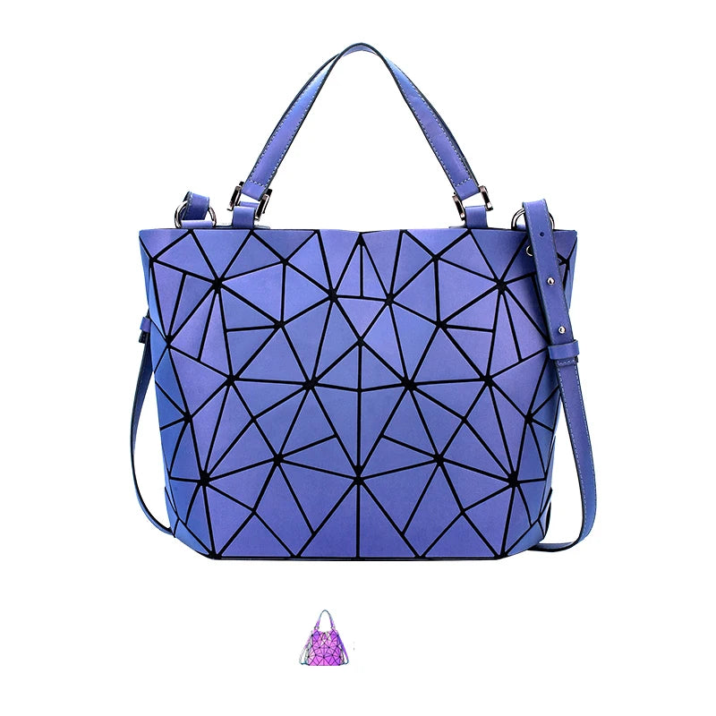 Luminous reflective  Bag Geometric Tote Folding Shoulder Bags for women