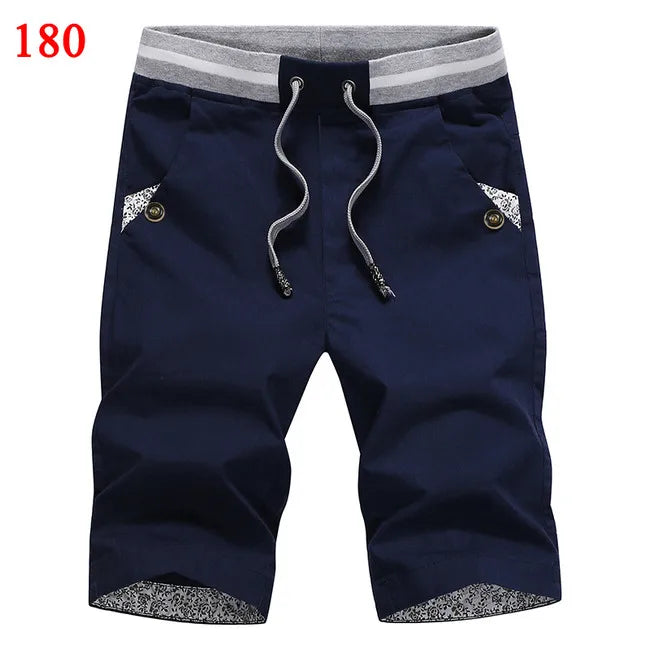 2025 Summer Casual Shorts Men Cotton Cargo Shorts Elastic Waist Drawstring Beach Board Shorts M-4XL Plus size Drop Shipping