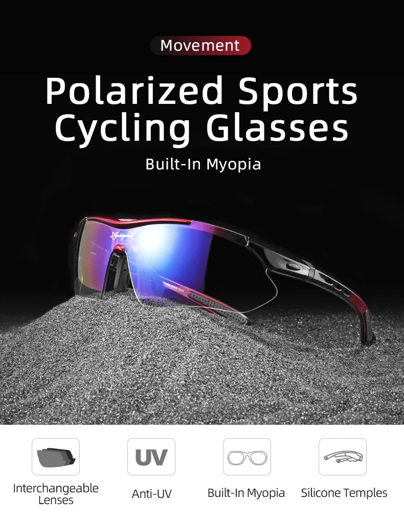 ROCKBROS Cycling Polarized glasses Bike Sunglasses Outdoor Sports Sunglasses MTB PC Goggles Eyewear 5/3 Lens Bicycle Accessory