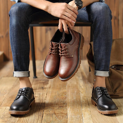 Genuine Leather Men Casual Shoes Winter Plus Velvet Man Footwear Brown Male Boots For Men Designer Shoes Formal Oxford