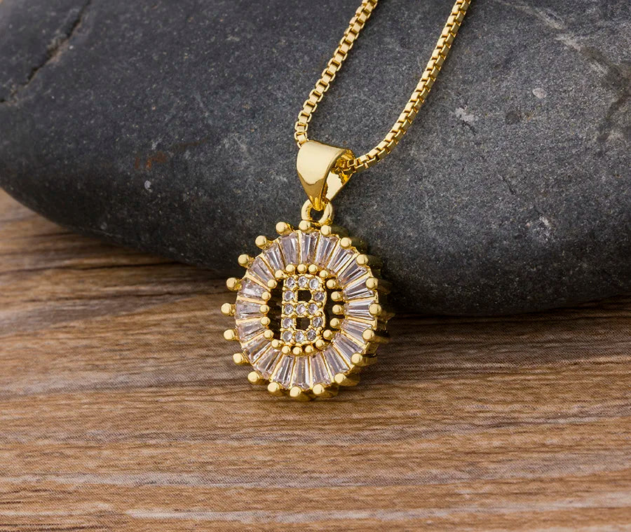 NIdin Hot Sale 2 Colors Initial Letter Pendant 26 Letters Charm Name Necklace Top Quality Copper Zircon Jewelry Birthday Gift