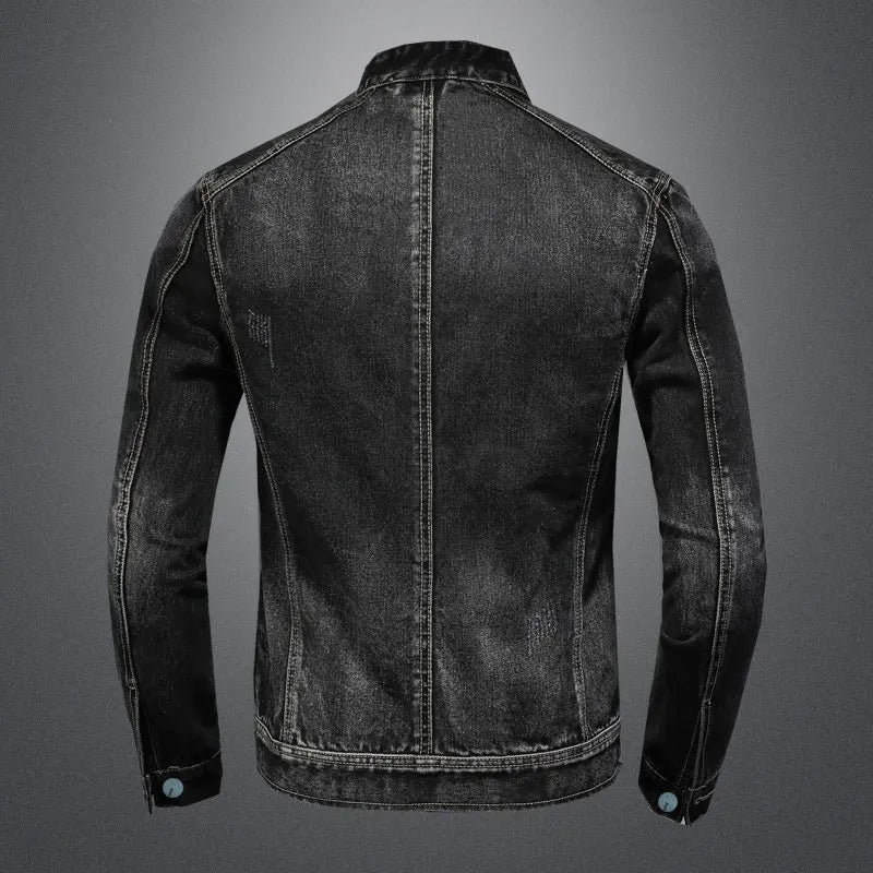 Vintage Stand Collar Pilot Coat Denim Bomber Jacket Plus Size 5XL Slim Fit Zipper Jackets