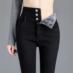 High-quality Winter Thick Fleece High-waist Warm Skinny Jeans