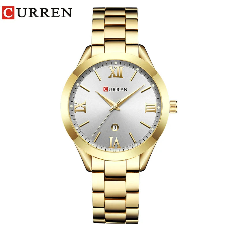 CURREN Ladies Watch For Women Fashion Retro Female Waterproof Watch Steel Quartz Watch For Women Christmas Relógio Feminino 9007