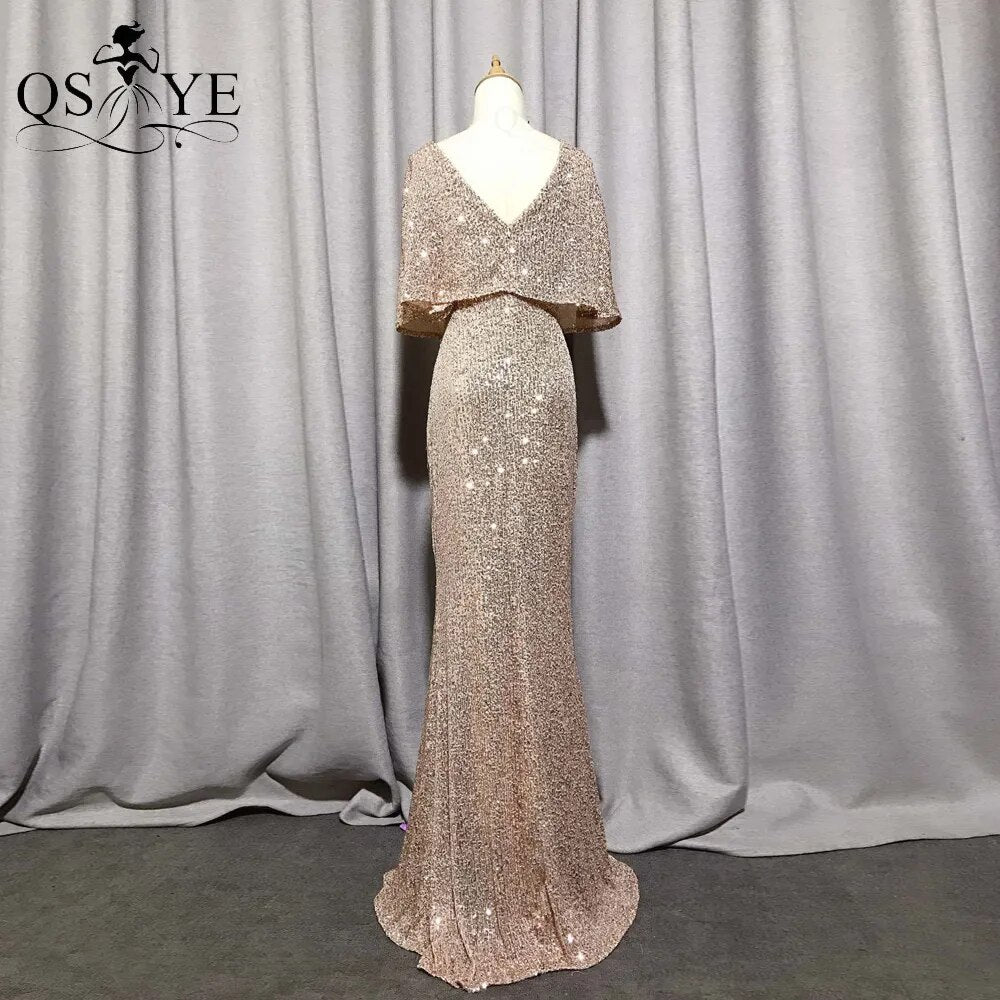 Evening wear Dresses: Mermaid Short Sleeves V Neck Evening Dress