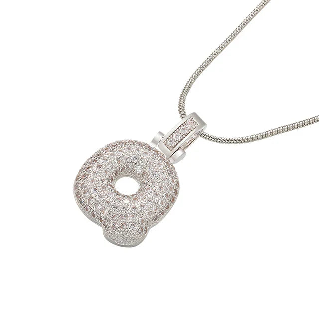 ZHUKOU 1.25x500mm Fat and lovely crystal brass silver color  letter necklace for women friends birthday gift model: VL34