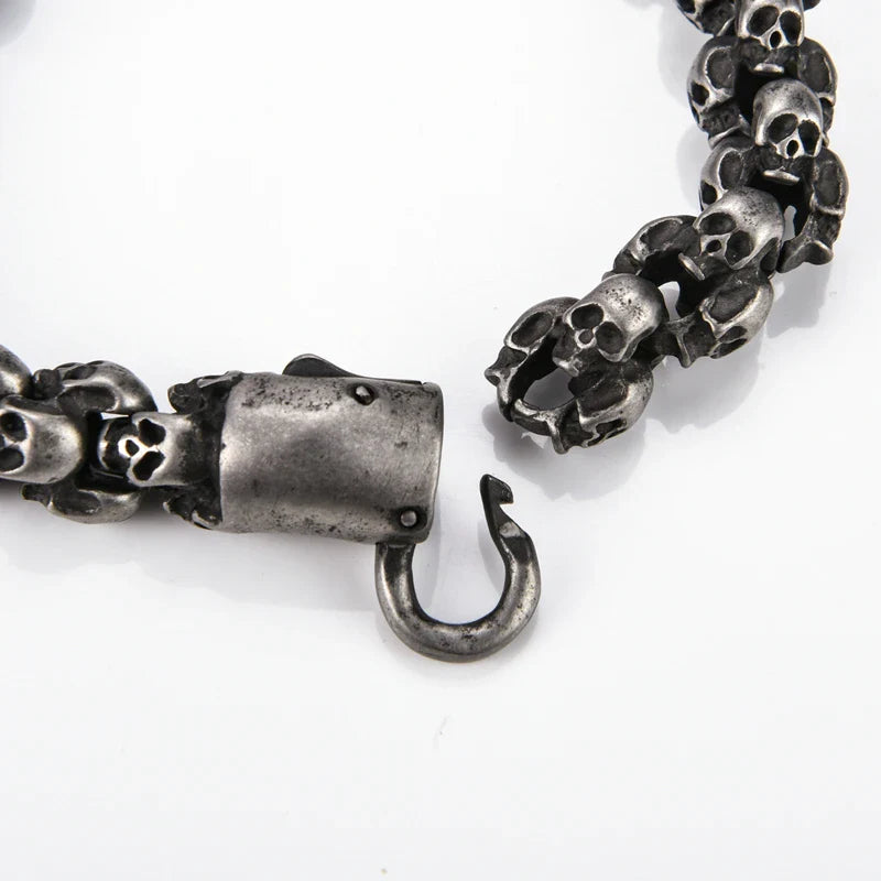 Punk Skull Bracelets Men Stainless Steel Shiny Matte Skull Charm Link Chain Brecelets Male Gothic Jewelry 2021