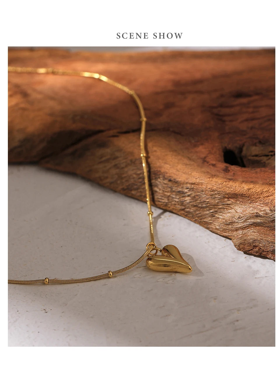 Temperament Heart Pendant Chain Necklace for Women Stainless Steel Stylish