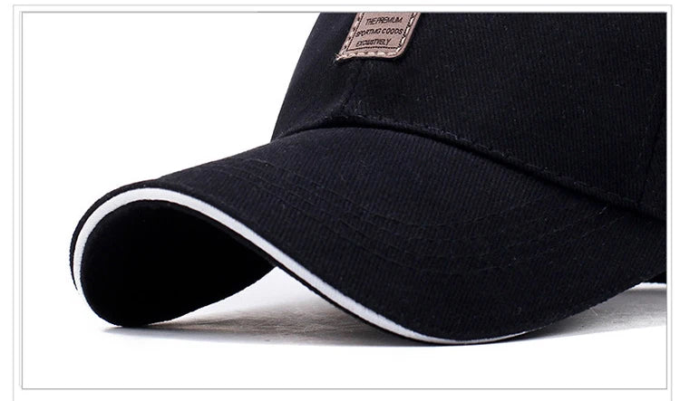 Men Structured Baseball Cap Solid Cotton Snapback Spring Autumn Women Label Stick