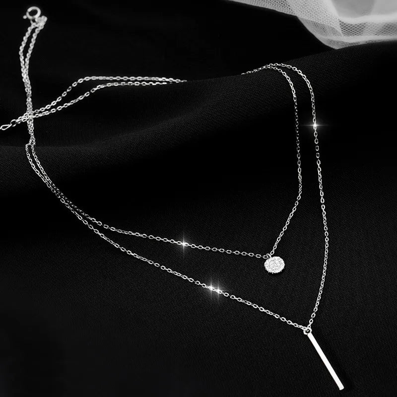 Women Choker Necklace Silver Color Temperament Small Beads Heart Butterfly