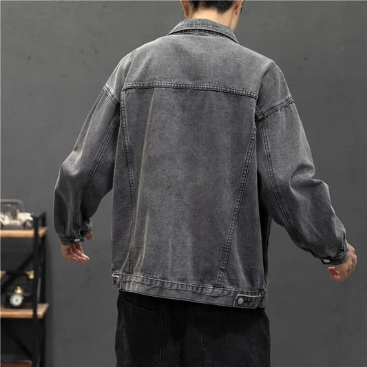 Denim Jacket Men Vintage Jean Coats Streetwear Fashion Jean Jacket Men