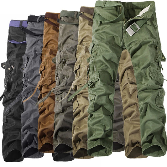 Military Tactical pants men Multi-pocket washed overalls men loose cotton pants