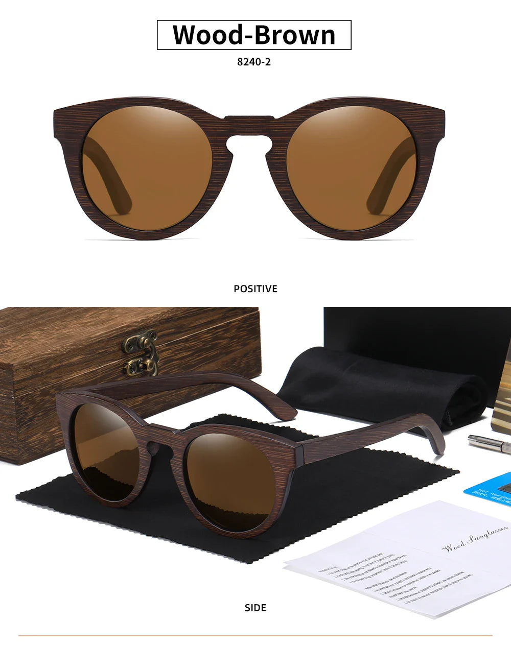 GM Brand Desgin Spring New Style 100% Bamboo Polarized Sunglasses Men Women Fashion Glasses UV400 paper Box 8240