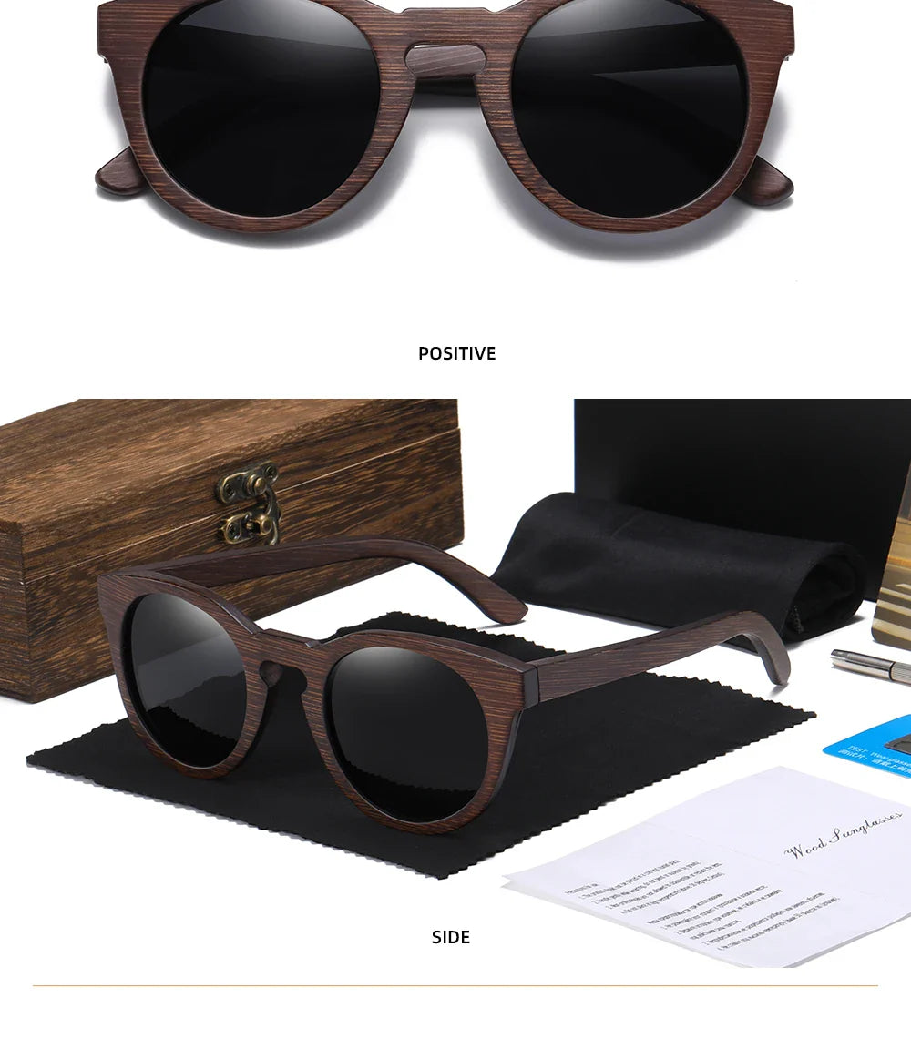 GM Brand Desgin Spring New Style 100% Bamboo Polarized Sunglasses Men Women Fashion Glasses UV400 paper Box 8240