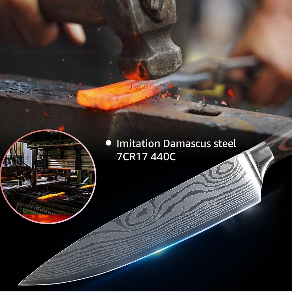 Kitchen Knife Professional Chef Knives Set 7CR17 High Carbon Steel Japanese