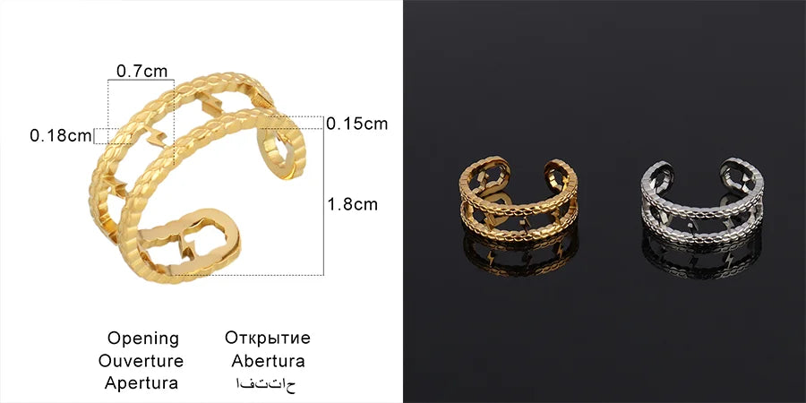 Fashion Euramerican Gold Colour Ring Rings Women Ring Stainless Steel Ring Woman