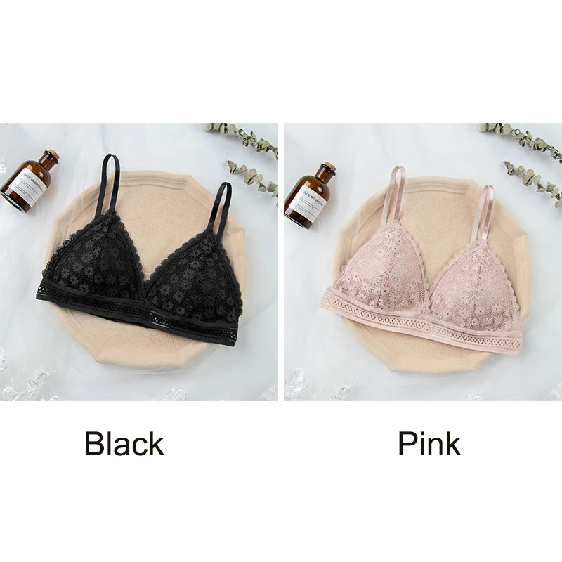 Women Lace Bra No Steel Ring Beauty Back Wrapped Chest Comfortable