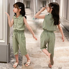 Summer Baby Girls Clothes Sets Sleeveless T-shirt + Pants Fashion Children's Clothing