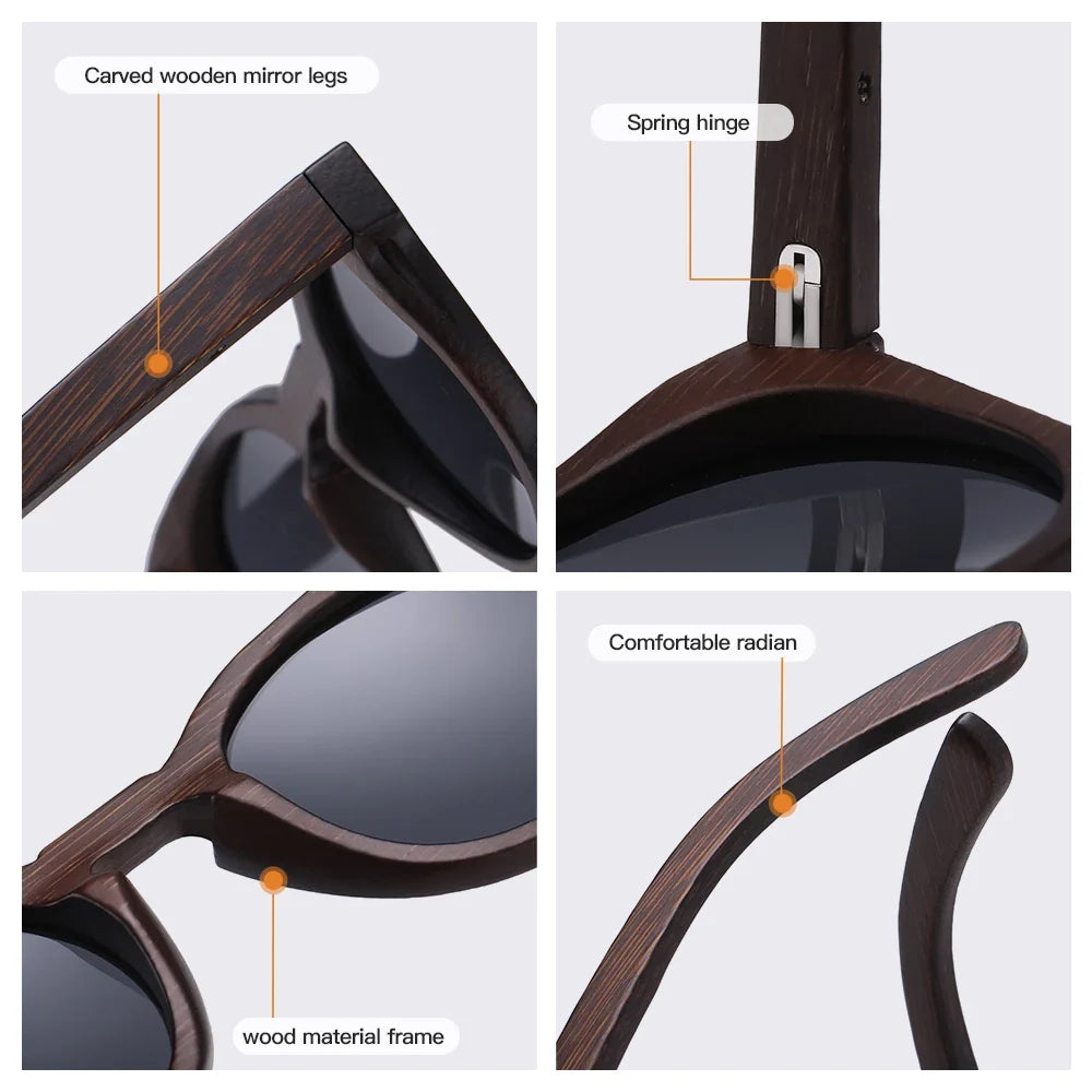 GM Brand Desgin Spring New Style 100% Bamboo Polarized Sunglasses Men Women Fashion Glasses UV400 paper Box 8240
