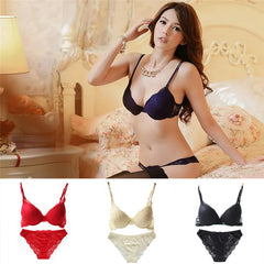 Women's Push Up Embroidery Lace Floral Bra Sets Panties Underwear 5 Colors