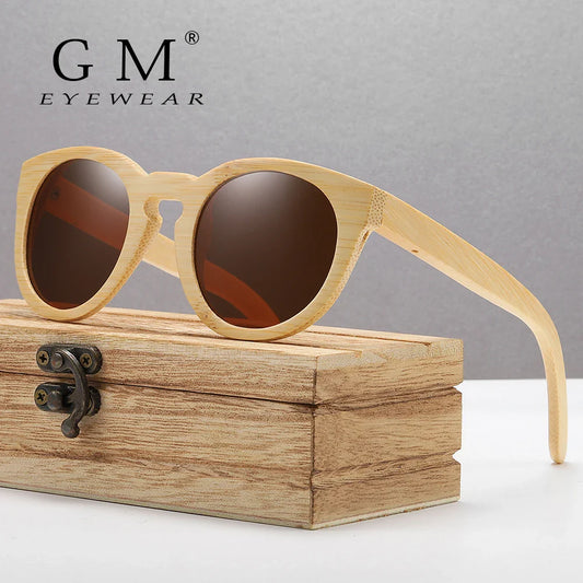 GM Design Women Bamboo Sunglasses With Polarized Mirror Lenses Of Bamboo Wood Sunglasses With Gift paper box 824