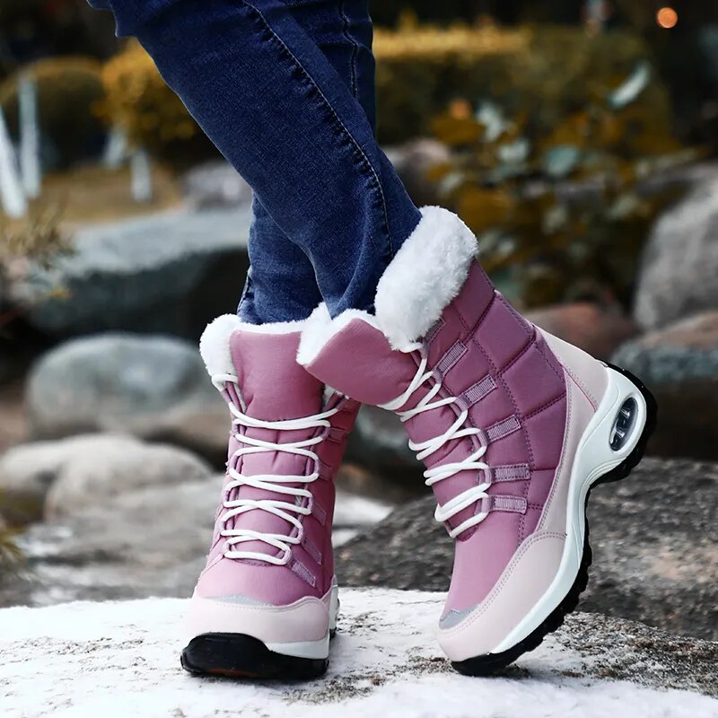 Women Boots High Quality Warm Snow Boots Lace-up Comfortable Ankle Boots