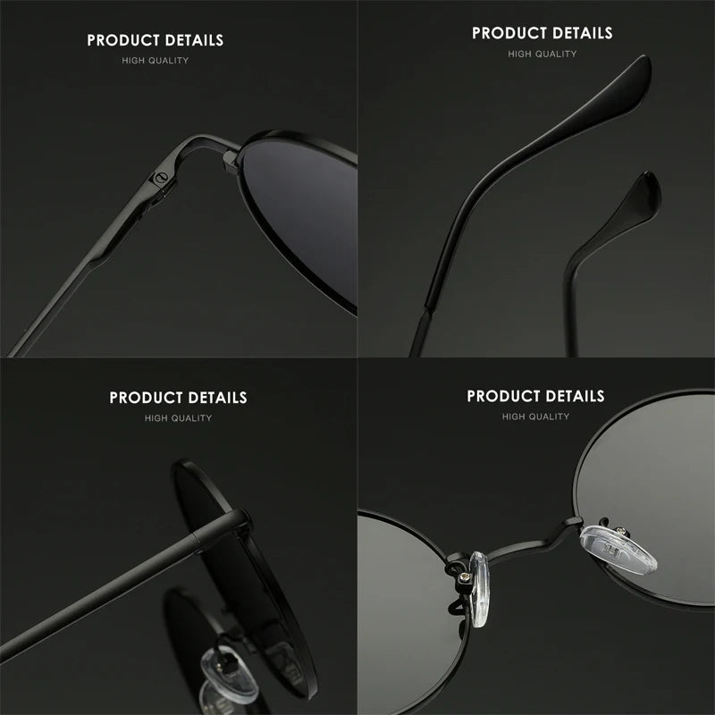 RUOBO Retro Polarized Round Metal Frame Sunglasses Eyewear For Men and Women Driving Fishing Brand Designer Sun Glasses UV400
