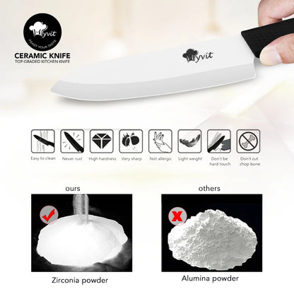 Ceramic Knife 3 4 5 6 inch Kitchen Knives with Peeler Serrated Bread Set Zirconia
