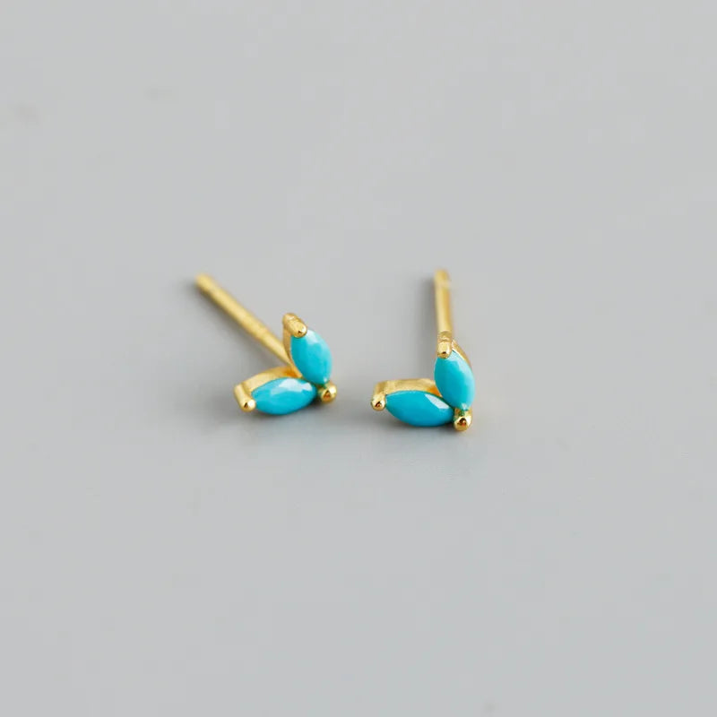 WANTME 925 Sterling Silver Fashion Korean Chic Blue Horse Eye Zircon Stud Earrings for Women Teen Simple Color Piercing Jewelry