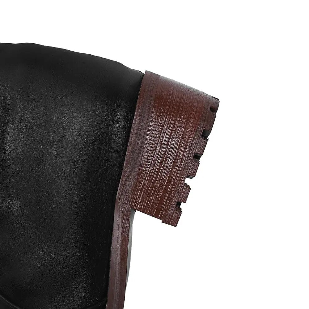 boots soft PU leather fur fashion over the knee high boots woman
