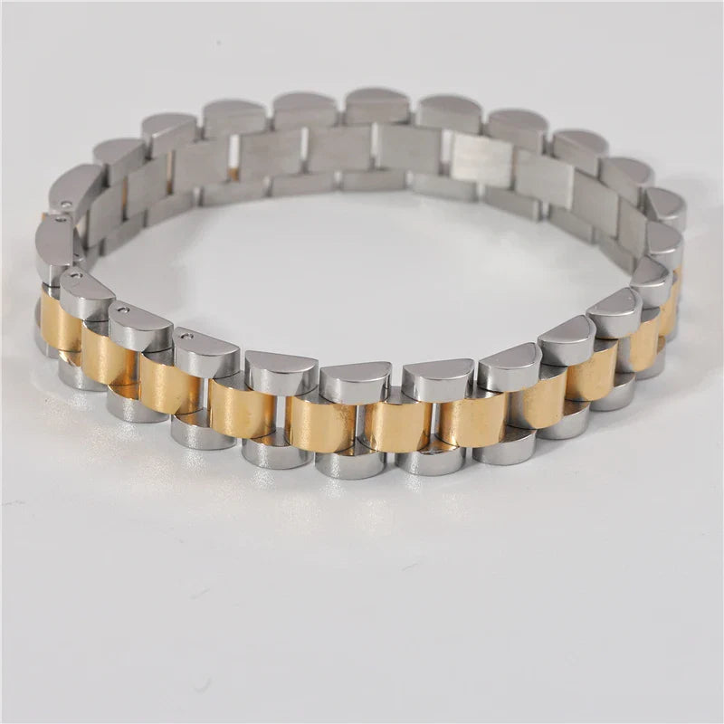 Joolim Jewelry Wholesale Waterproof&No Fade Fashion Chunky Watchband Adjustable Stainless Steel Bracelet High End PVD for Women