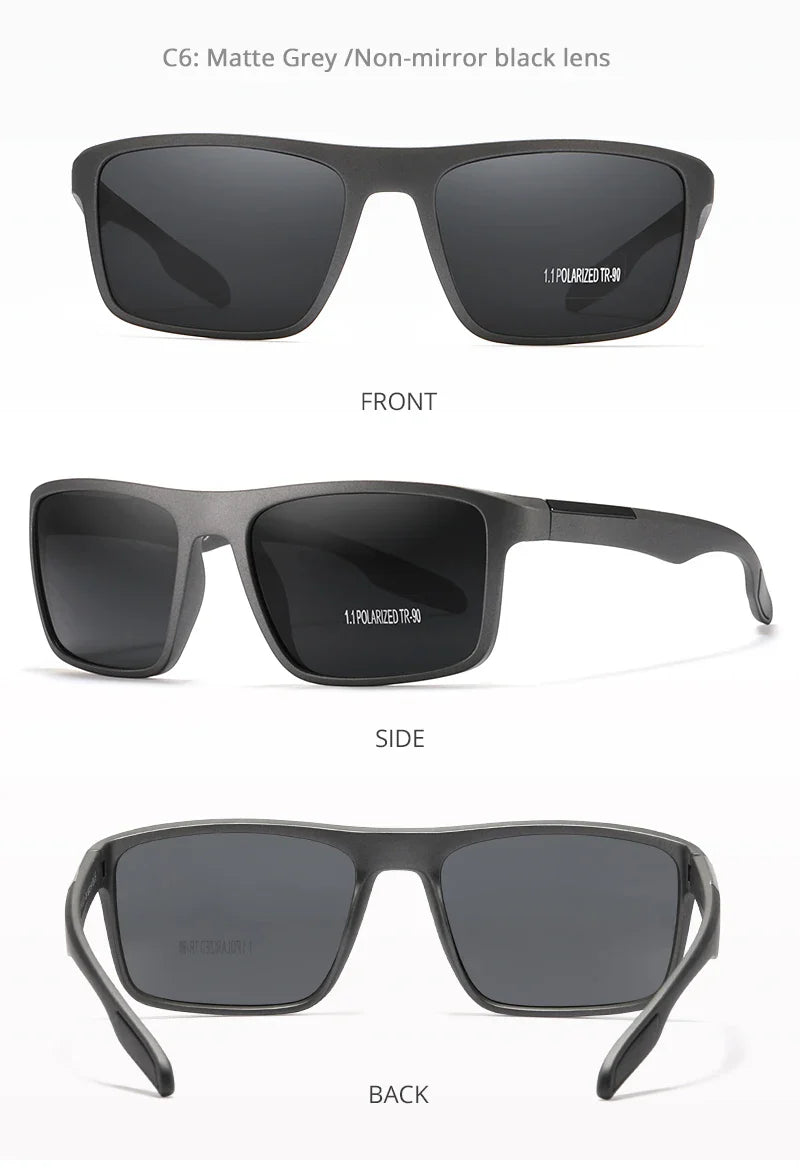 KDEAM Rectangular Ultra Light Sports Sunglasses Men Polarized TAC 1.1mm Thickness Lens Driving Sun Glasses Women Cat.3