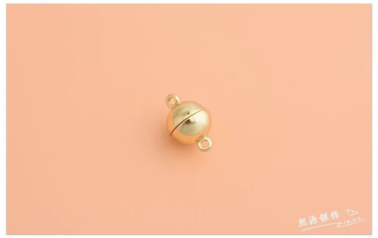 S925 sterling silver ball magnet clasp DIY bracelet double ring magnetic clasp