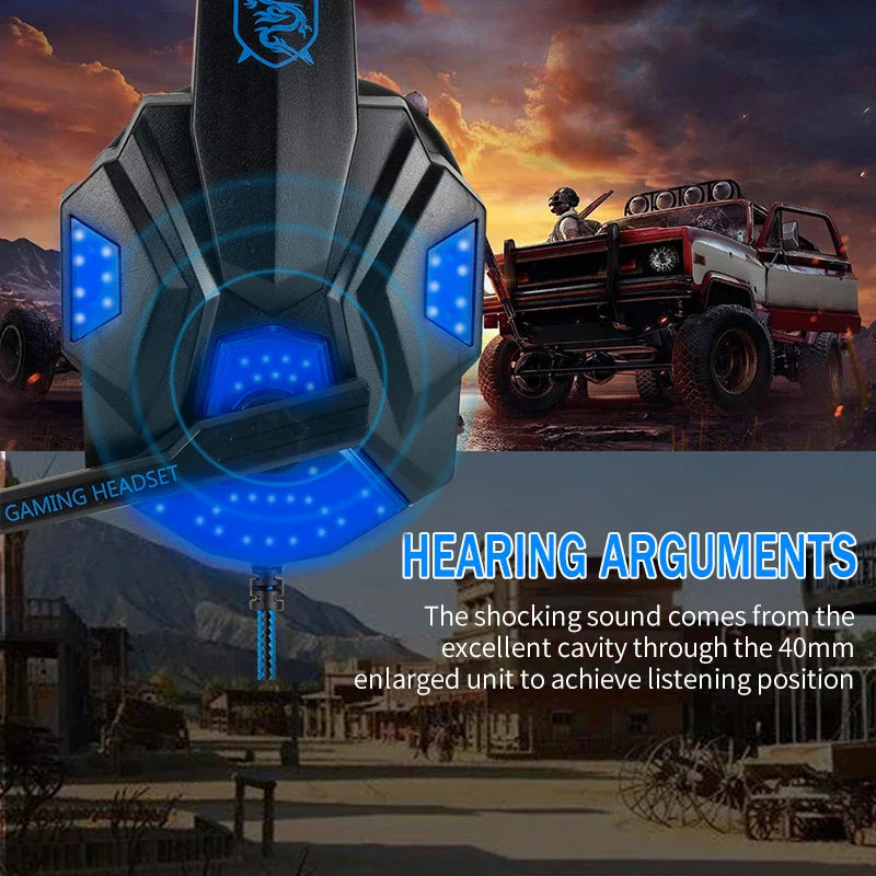 Wired Gaming Headphones With Microphone Led Light For Computer PS4 PS5 Xbox