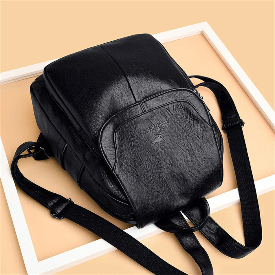 Genuine Women Leather Backpack Fashion Female Shoulder Bag Sac a Dos Ladies Bagpack Mochilas School Bags For Teenage Girls 2024