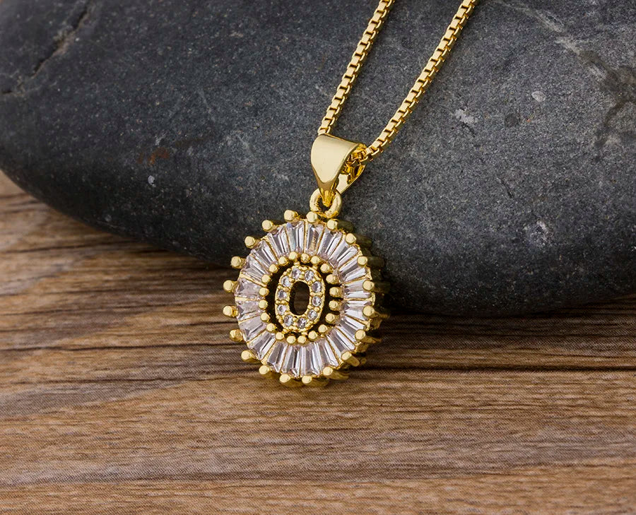 NIdin Hot Sale 2 Colors Initial Letter Pendant 26 Letters Charm Name Necklace Top Quality Copper Zircon Jewelry Birthday Gift