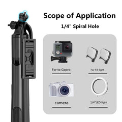 1580mm Wireless Selfie Stick Tripod Foldable Monopod With Fill light