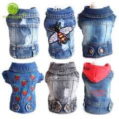 Denim Dog Clothes for Pitbulls Dachshund Fashion Dog Jeans Jacket  Blue Cowboy