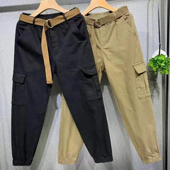 Streetwear Women Solid High Waist Cargo Pants Loose Sports Female Trousers