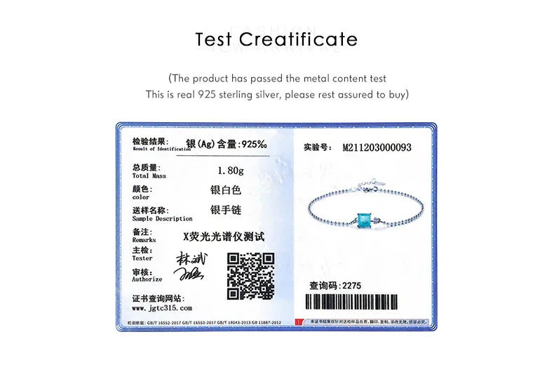 Modian 2021 New Real 925 Sterling Silver Luxury Square Tourmaline Beads Chain Bracelet For Women Paraiba Fine Statement Jewelry