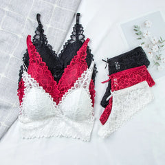 Women Lace Bra & Brief Sets Seamless Underwear Backless Vest Female