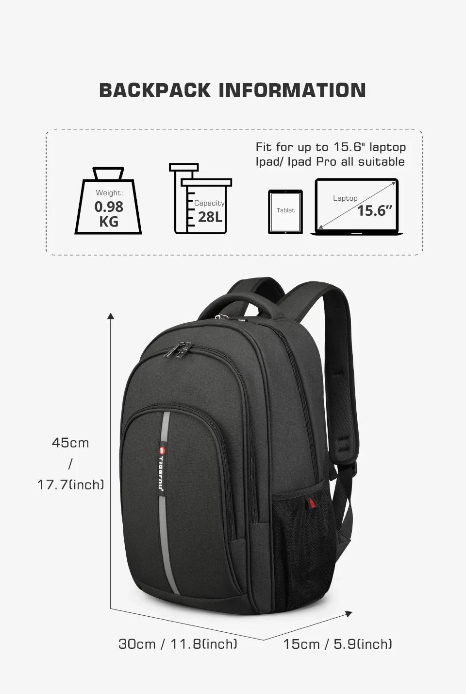 Tigernu Large Capacity Backpack 15.6inch Laptop Backpack Anti Theft Men Backpack College Schoolbag Travel Backpack Bag For Men