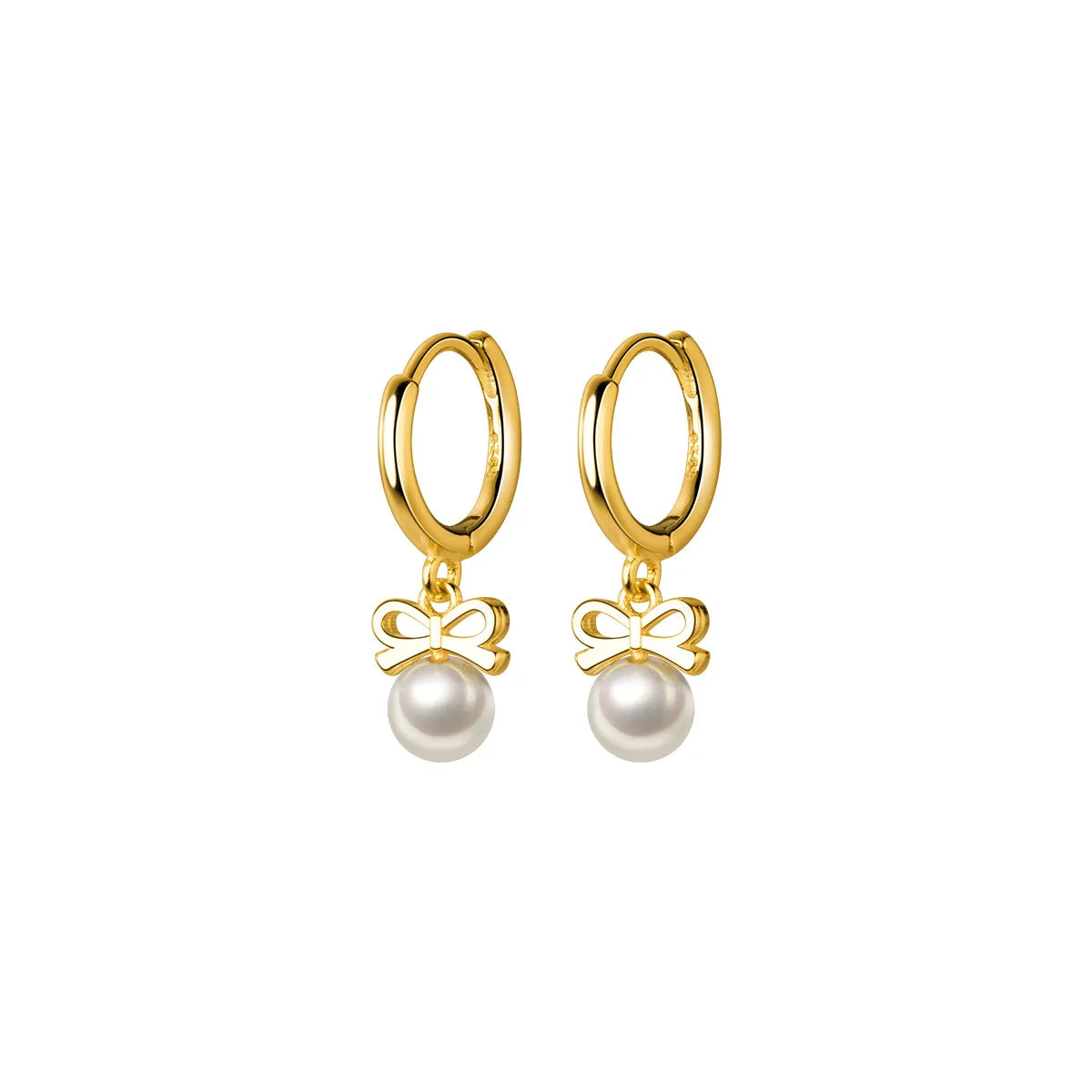 WANTME 925 Sterling Silver Cute Butterfly Synthetic Pearl Pendant Drop Earrings Fashion Charm Gold Plated Huggies Jewelry Women